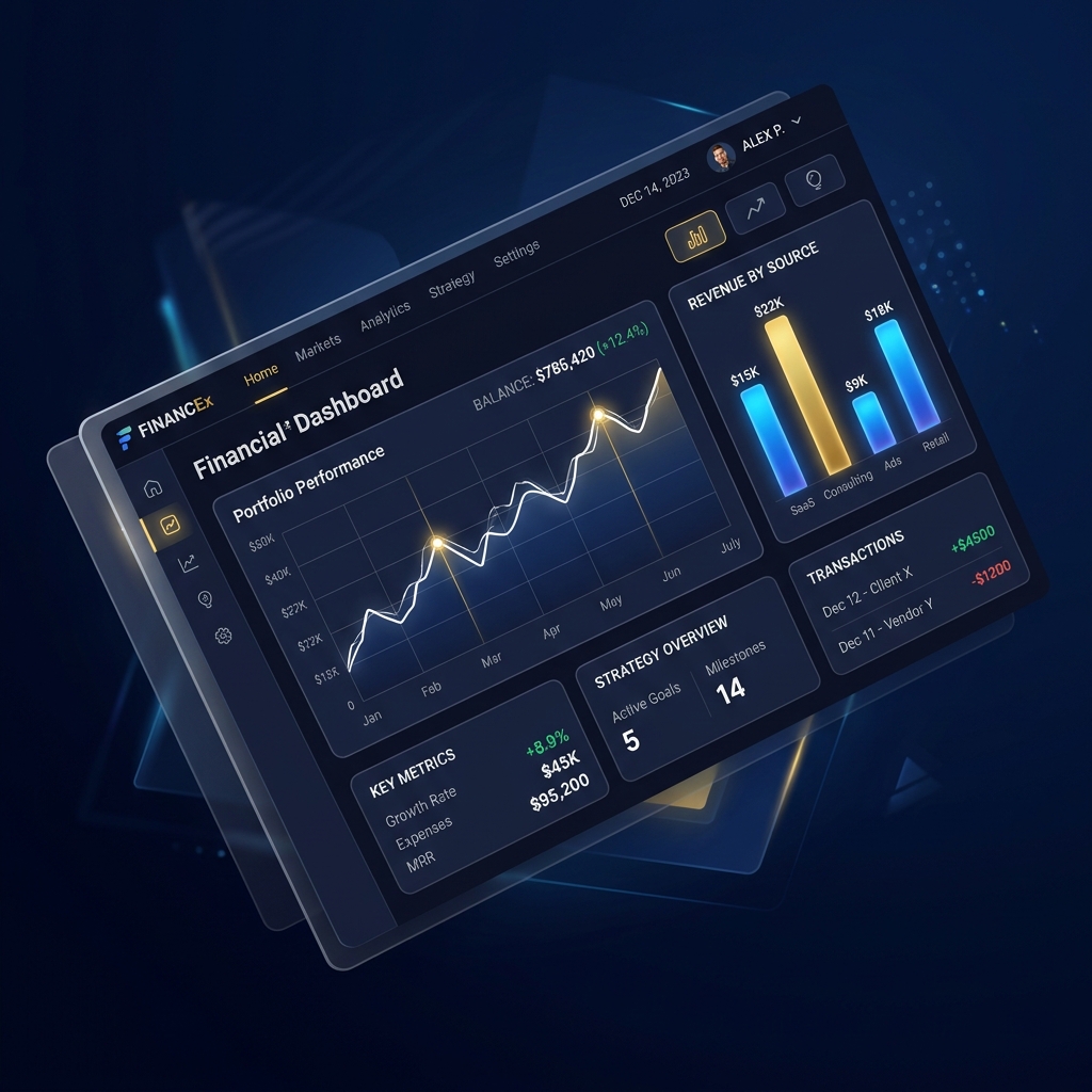 Dashboard moderno financeiro e estratégico Evolvere